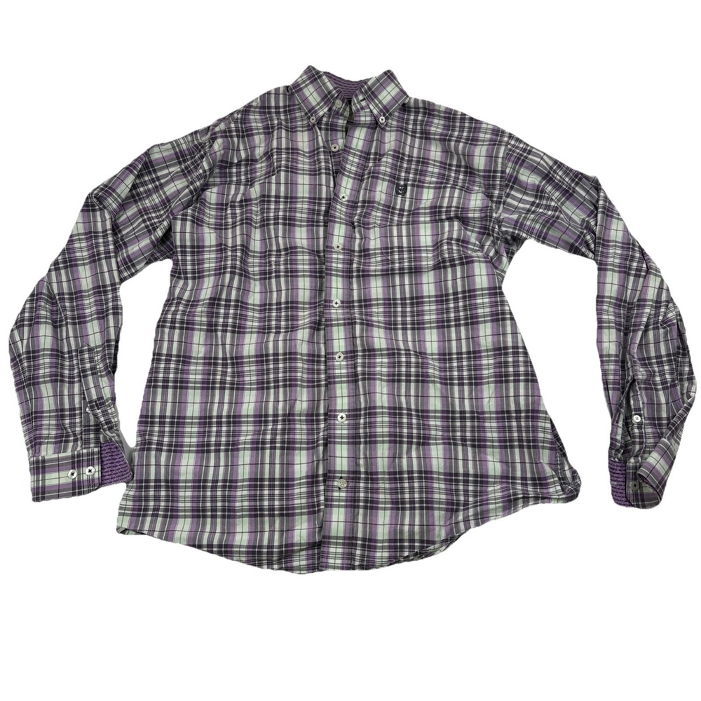 Cinch Western Shirt Men’s S Purple Plaid Button-Down Long Sleeve